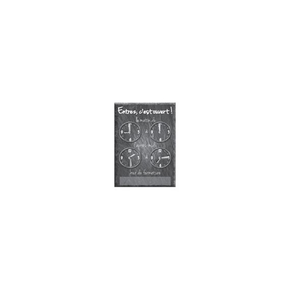 PANNEAU 4 HORLOGES SCHISTE + FIL 24*16cm