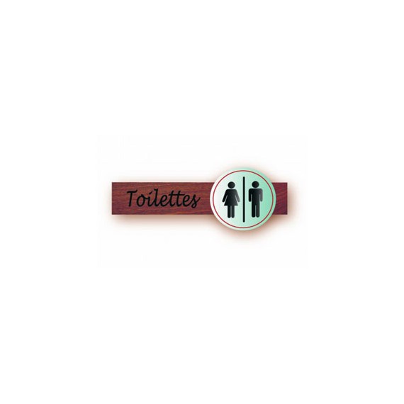 PLAQUE PVC & BOIS "TOILETTES" + ADHÉSIF 22*8.5cm