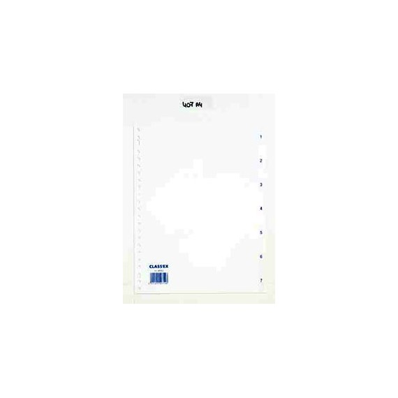 INTERCALAIRE CLASSEUR A4 PP num 1-7