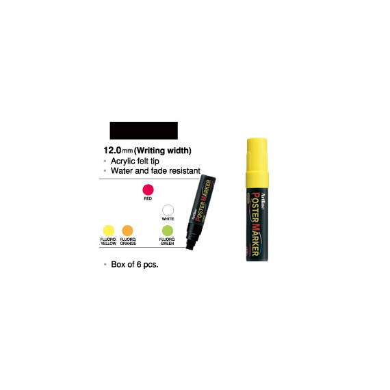 MARQUEUR ARTLINE TEMPERA 12mm JAUNE FLUO