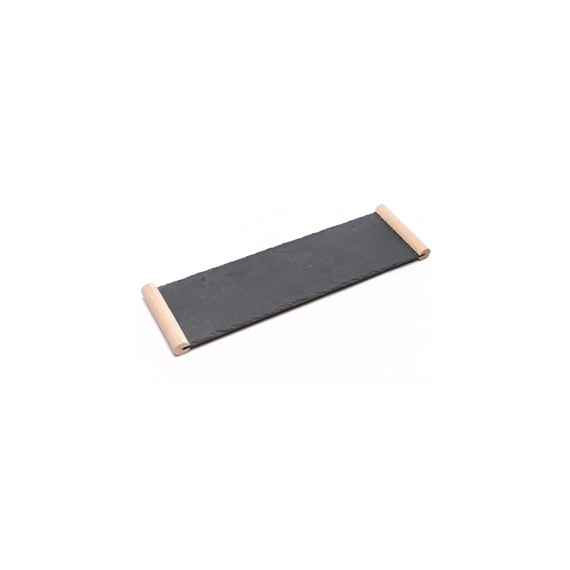 PLATEAU ARDOISE RECT 53*15cm AVEC POIGNÉES BOIS