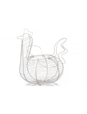 PANIER MÉTAL BLANC POULE 24*18*12cm