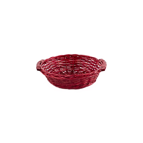 Panier 'Espagnol' osier & bois Ø35*10cm Rouge