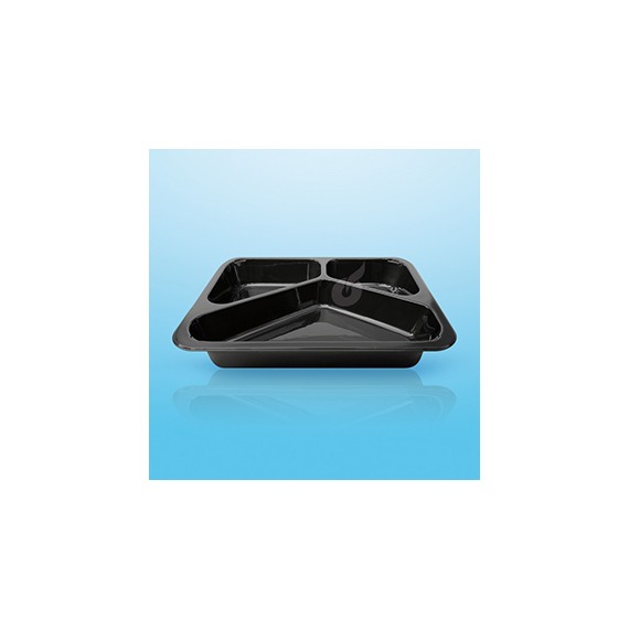 Ravier 'Foodybox' PP noir - 3 Comp. - 227*178*45mm - 215/300/580 ml