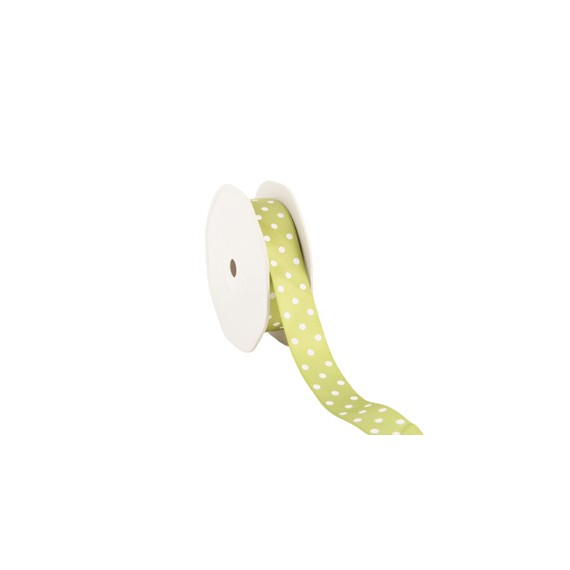 Ruban cadeau Satin 'Dots' 23mm * 25m - Vert Pomme