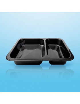 Ravier 'Foodybox' PP noir - 2 Comp. - 227*178*45mm - 460/745 ml