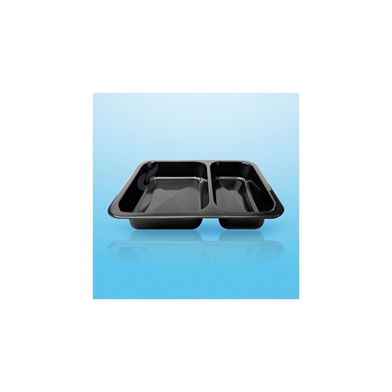 Ravier 'Foodybox' PP noir - 2 Comp. - 227*178*45mm - 460/745 ml