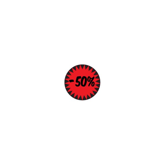 PASTILLE COLLANTE Ø 20mm '-50%' FLUO ROUGE