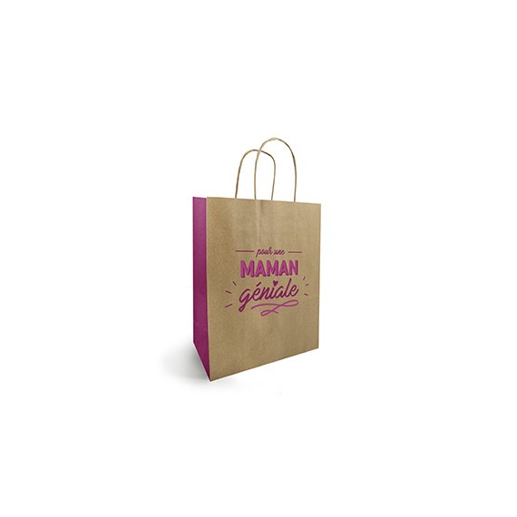Sac Kraft Anses Torsadées 25*12*31cm - 90g/m² - 'Maman GÉNIALE'