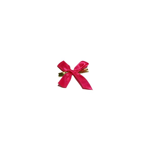 NOEUD SATIN FUCHSIA SUR BARETTE