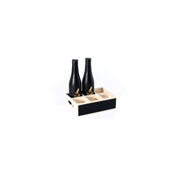 PLATEAU BOIS 6 BOUTEILLES BIERES 25cl ARDOISE