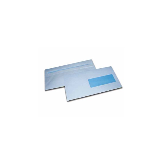 ENVELOPPE BLANCHE 114*229mm 80g Fenetre a droite+STRIP