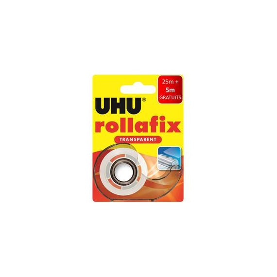 PAPIER COLLANT SUR DÉROULEUR 19mm*25+5m UHU ROLLAFIX