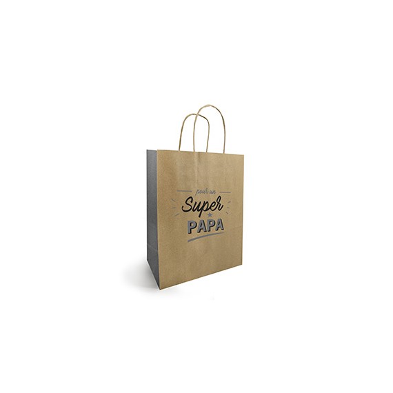 Sac Kraft Anses Torsadées 25*12*31cm - 90g/m² - 'SUPER Papa'