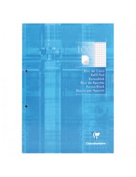 BLOC DE COURS CLAIREFONTAINE A4 Quad 5mm 2 TROUS 90g/m²
