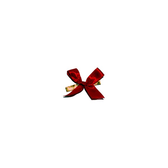 NOEUD SATIN ROUGE SUR BARETTE