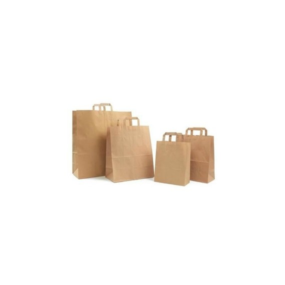 SAC KRAFT ANSE PLATE 26+12*32cm - 80g/m² BRUN