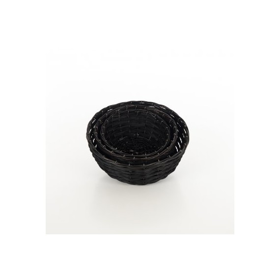 PANIER OSIER ROND Ø28*14cm NOIR + ARMATURE FER