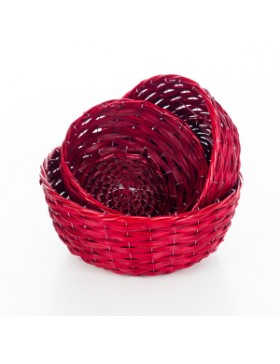 PANIER OSIER ROND Ø33*14cm ROUGE + ARMATURE FER