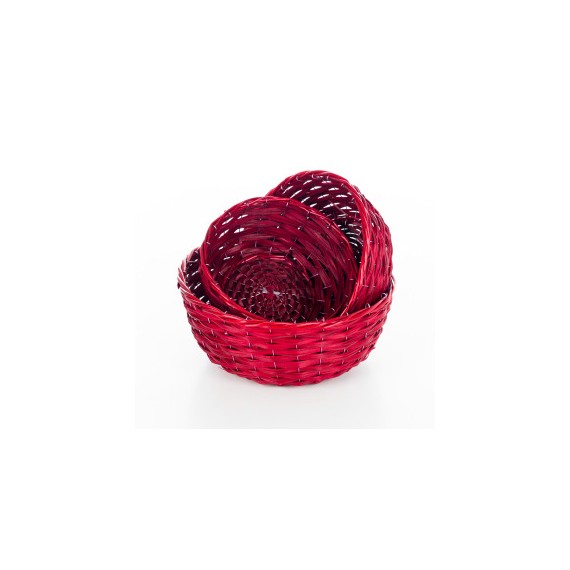 PANIER OSIER ROND Ø33*14cm ROUGE + ARMATURE FER