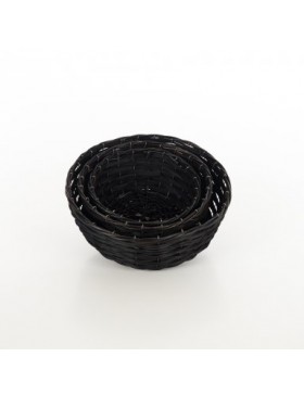 PANIER OSIER ROND Ø42*17cm NOIR + ARMATURE FER