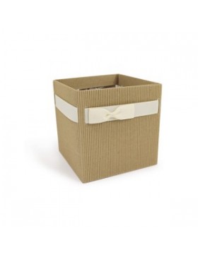 BOX CARTON "NATURAL SIMPLY" 105*105*100mm + NOEUD BEIGE