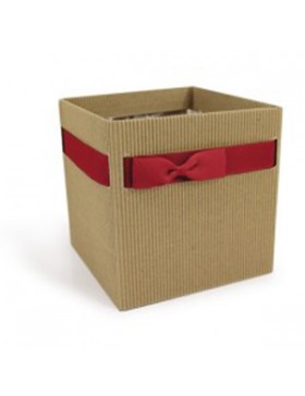 BOX CARTON "NATURAL SIMPLY" 120*120*125mm + NOUD BORDEAUX