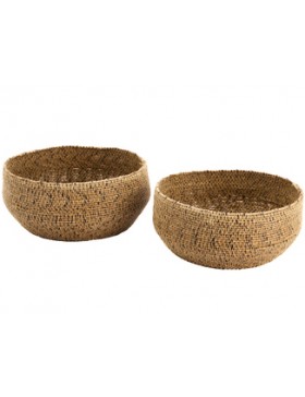 Panier rond Finement tressé PVC Brun - Ø24*10cm