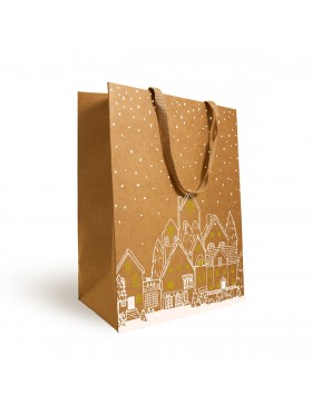 Sac Kraft Luxe Anses Tissu 'Sylvestre' - 25+13*33cm