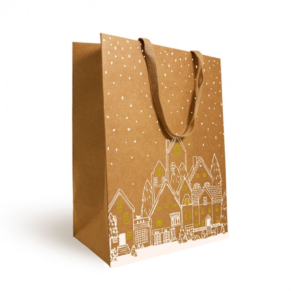 Sac Kraft Luxe Anses Tissu 'Sylvestre' - 25+13*33cm
