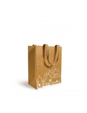 Sac Kraft Luxe Anses Tissu 'Sylvestre' - 18+10*23cm