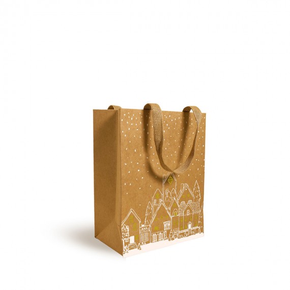 Sac Kraft Luxe Anses Tissu 'Sylvestre' - 18+10*23cm