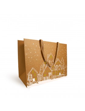 Sac Kraft Luxe Anses Tissu 'Sylvestre' - 20+10*17cm