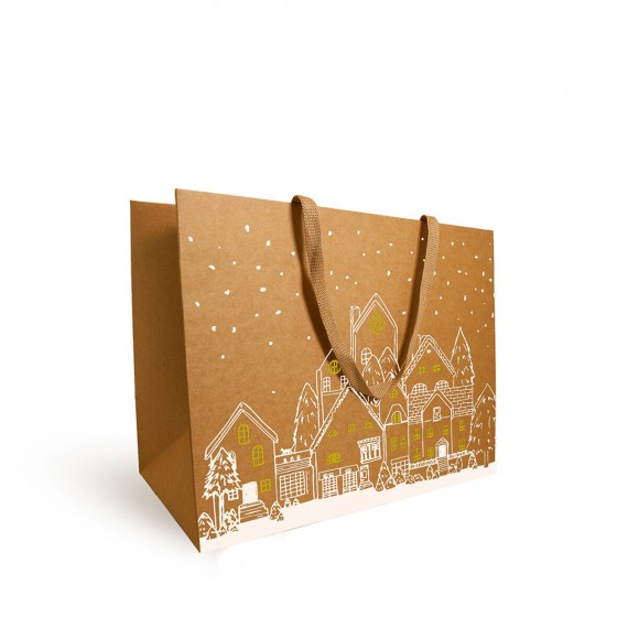 Sac Kraft Luxe Anses Tissu 'Sylvestre' - 20+10*17cm
