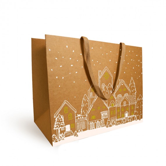 SAc Kraft Luxe Anses Tissu 'Sylvestre' - 25+10*22cm