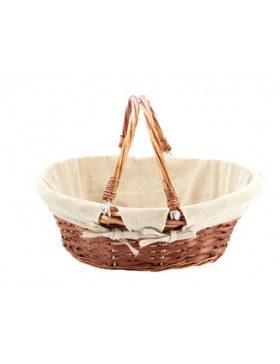 Panier Oval anses pliables + tissus - 40*32*13cm - brun