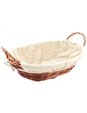 Panier Oval avec tissu - 35*27*8cm - Brun