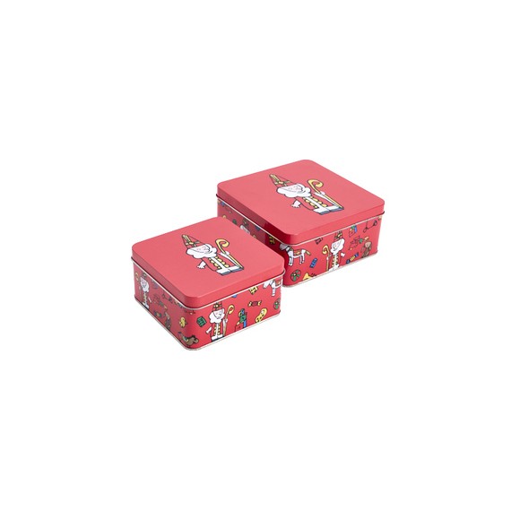 Boîte Biscuits métal - 12*12*6cm - Saint Nicolas