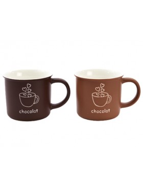 Mug 350cc - Love Chocolate - Brun foncé & clair asorti