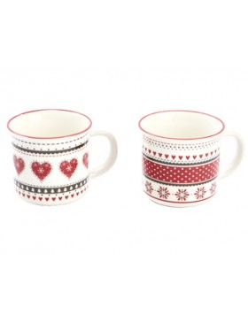 Mug 350cc - Cœur rouge & gris assorti