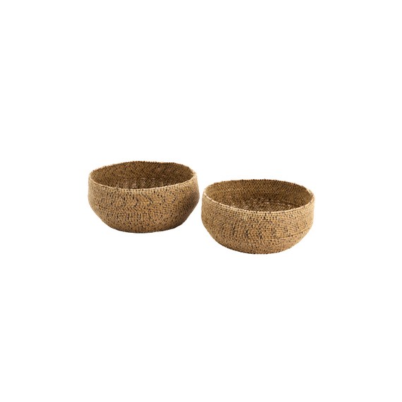 Panier rond Finement tressé PVC Brun - Ø24*10cm
