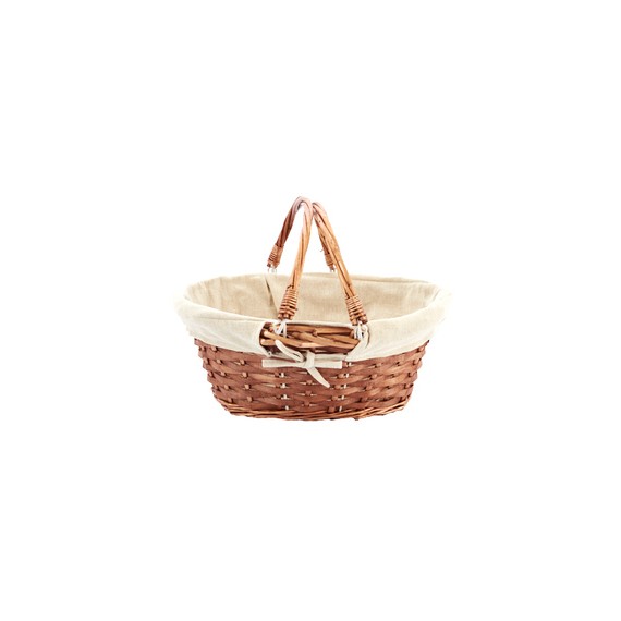 Panier Oval anses pliables + tissus - 35*26*13cm - brun