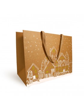 SAc Kraft Luxe Anses Tissu 'Sylvestre' - 25+10*22cm