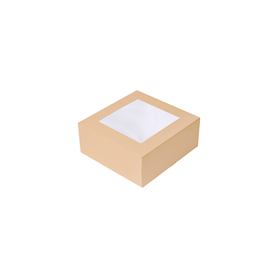 Boite patissière carrée avec fenêtre - 18*7,5cm - Kraft