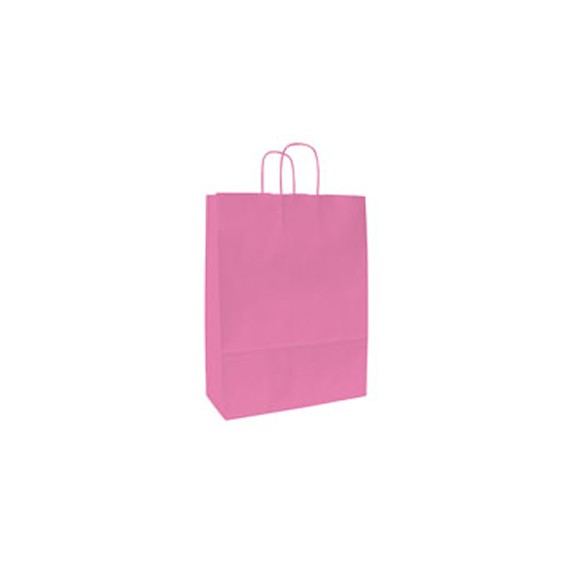 SAC KRAFT ANSE TORSADÉE 18*8*22cm 90g/m² PINK