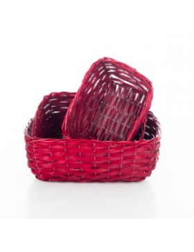 PANIER OSIER RECT 35*25*14cm ROUGE + ARMATURE FER