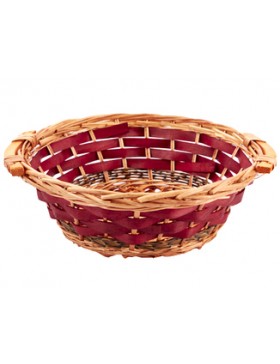 Panier rond Osier Ø35*11cm - Rouge & Brun