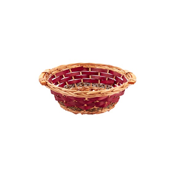 Panier rond Osier Ø35*11cm - Rouge & Brun