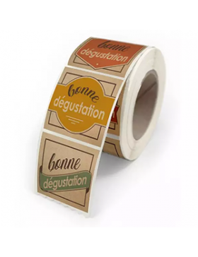 Étiquette collante 'Bonne dégustation' - 4 assorties - 40*35mm
