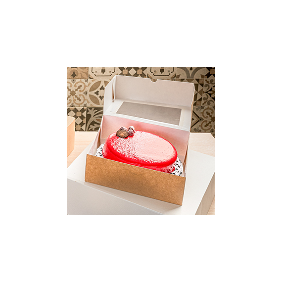 Boite patissière carrée avec fenêtre - 23*7,5cm - Kraft